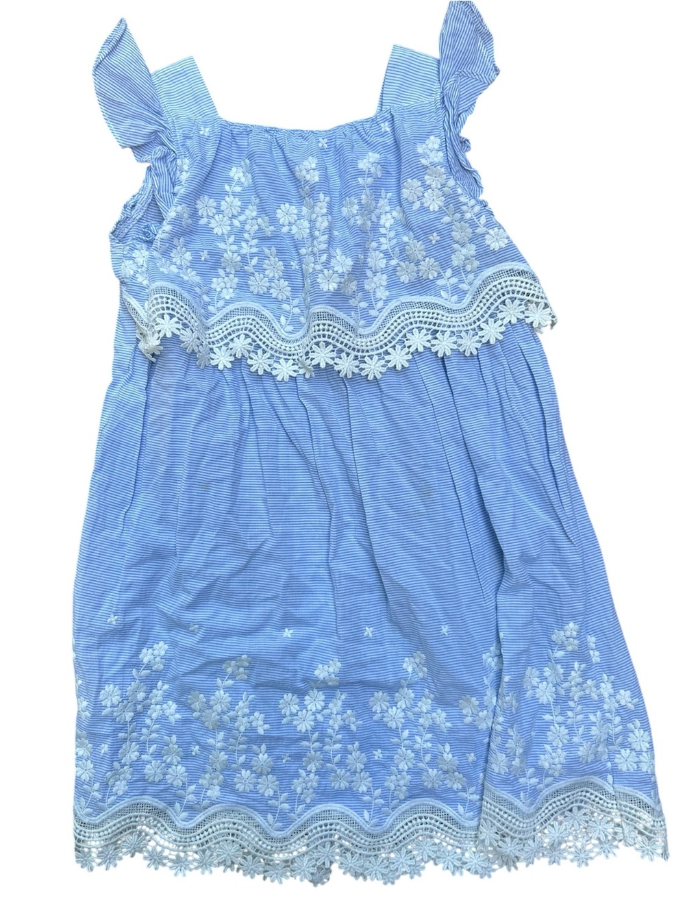 Mayoral Big Girls Blue Floral‎ Embroidered Sundress With Lace Trim 9 Years